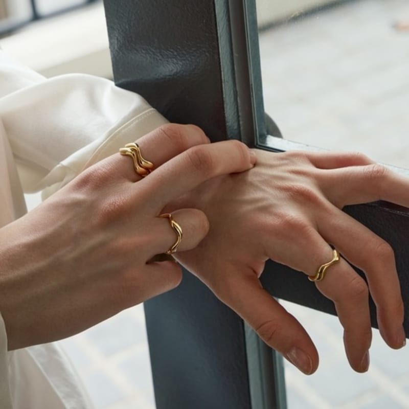 BEFORE MOONRISE Wave Bold Ring GOLD SR303G
