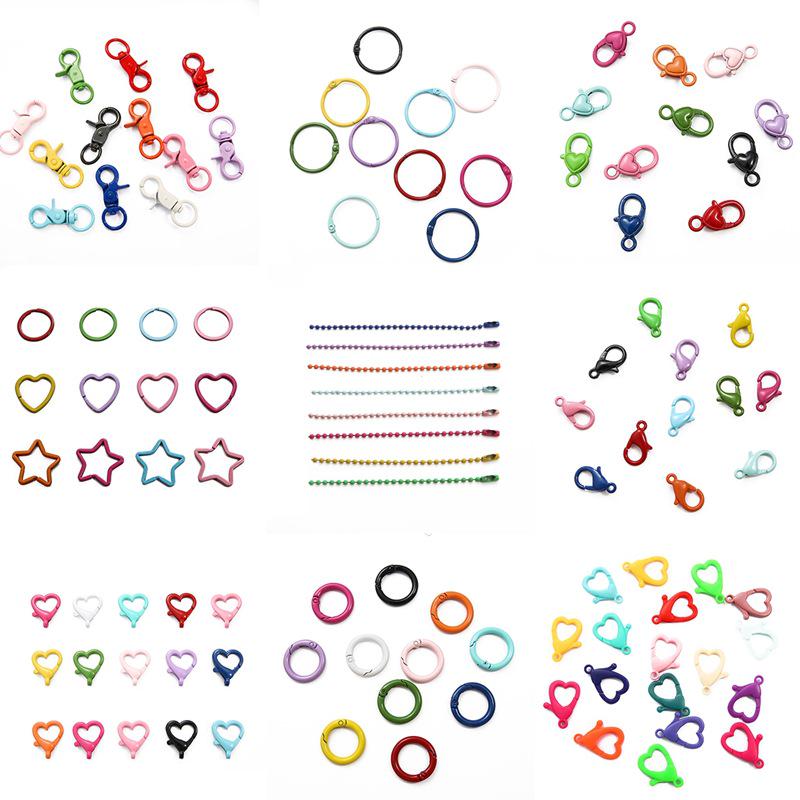 Bunter Frühling Legierung Sprühfarbe Pfirsichherz & Achterschleife Schlüsselanhänger DIY Schmuck Materialpaket