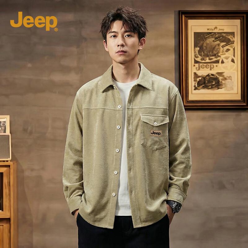 JEEP American Retro Corduroy Long Sleeve Casual Shirt XL