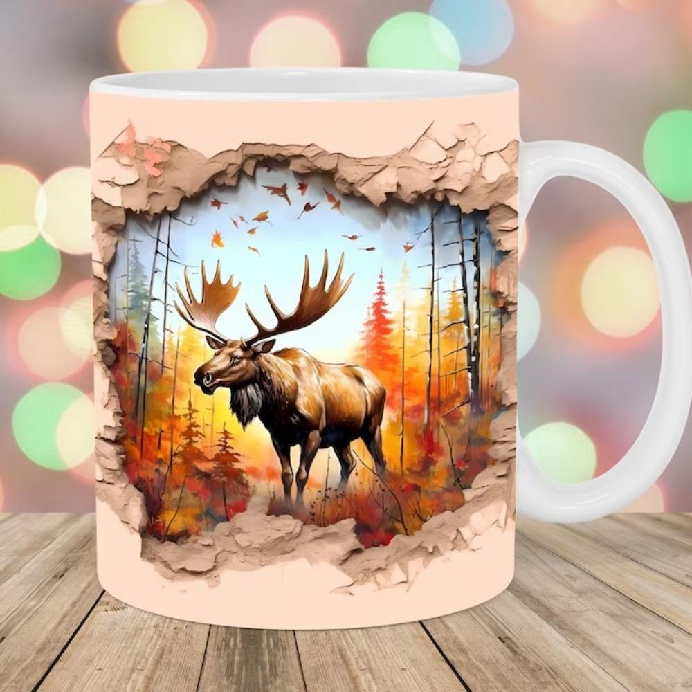 Moose Elk Ceramic Coffee Mark Cup Tea Cup New Year Christmas