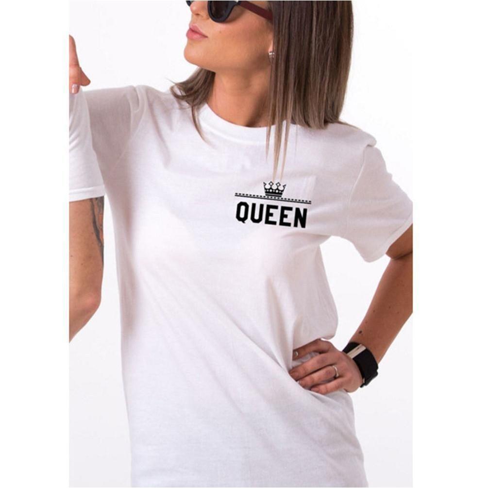 Stylisches T-Shirt mit Nummern-Kronen-Print für Damen und Herren, perfekt für legere Sommerkleidung