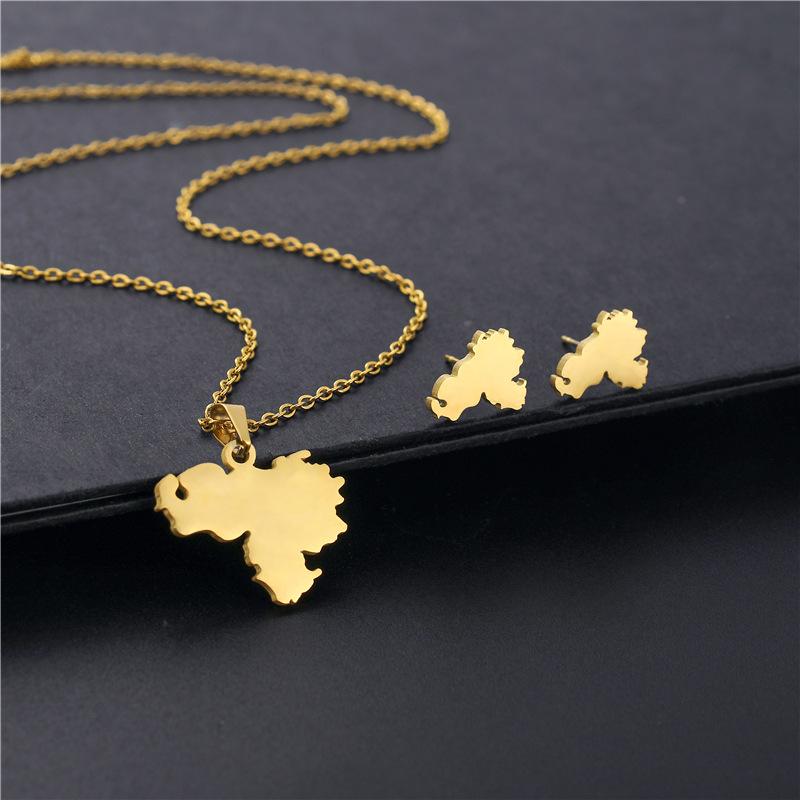 RUI RUI YU Hip Hop Afrika Kart Halskjede Mama The Motherland Memory Smykker Rustfritt stål Langkjede kragekrage Halskjede