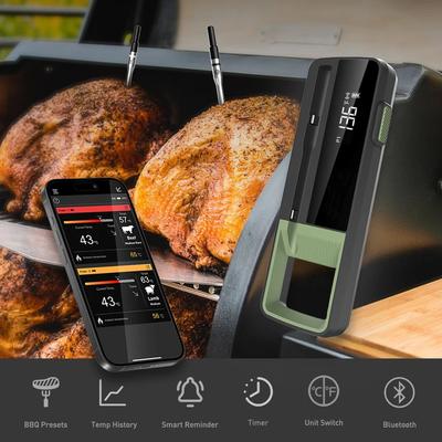 Kabelloses Fleischthermometer Wasserdichte Sonde Bluetooth Digitales Küchenthermometer mit Temperaturanzeige & APP