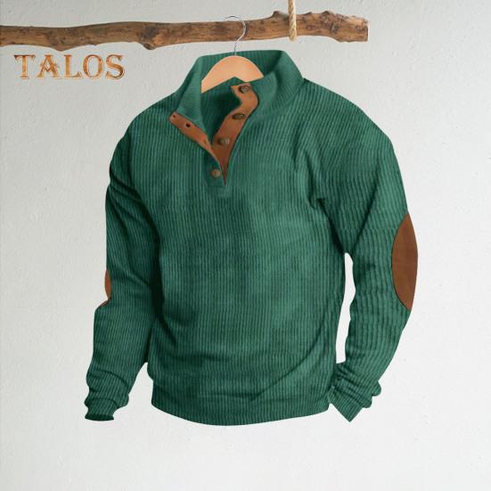 Spring Autumn Men Top Colorblock Patchwork Retro Style Half-open Stand Collar Sweatshirt Plus Size Loose Long Sleeves Top Daily Life Office Outdoor