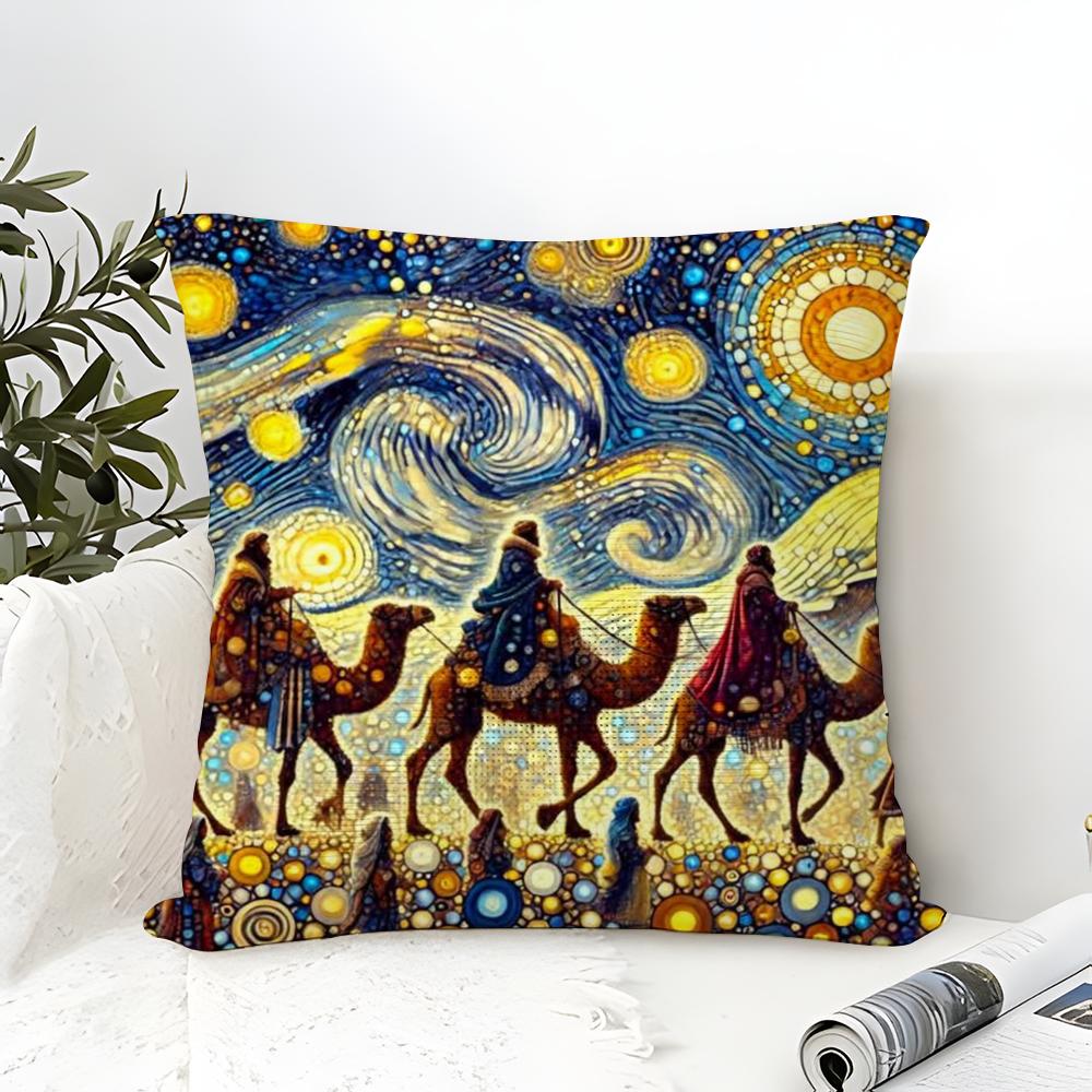 Classical Mural Patterns And Religious Prints Pillow Case Linen Pillow Case Sofa Home Decor Cushion Cover Cushion Cove