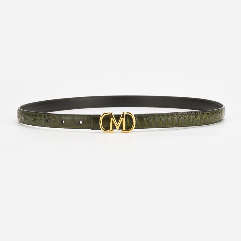

emale crocodile pattern simple women s thin belt -buckle decorative belt suit pants decorative belt 100 зелений