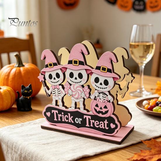 Stable Wooden Napkin Stand Halloween Holder, Cute Pastel Pumpkin Ghost Black Cat Tabletop Tissue Dispenser, Storage for Waterproof Decorative Kitchen