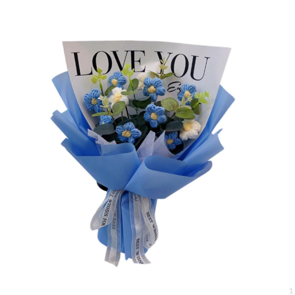 Artificial Flower Bouquet Crochet Design for Holiday Table Centerpiece Gift From Kids