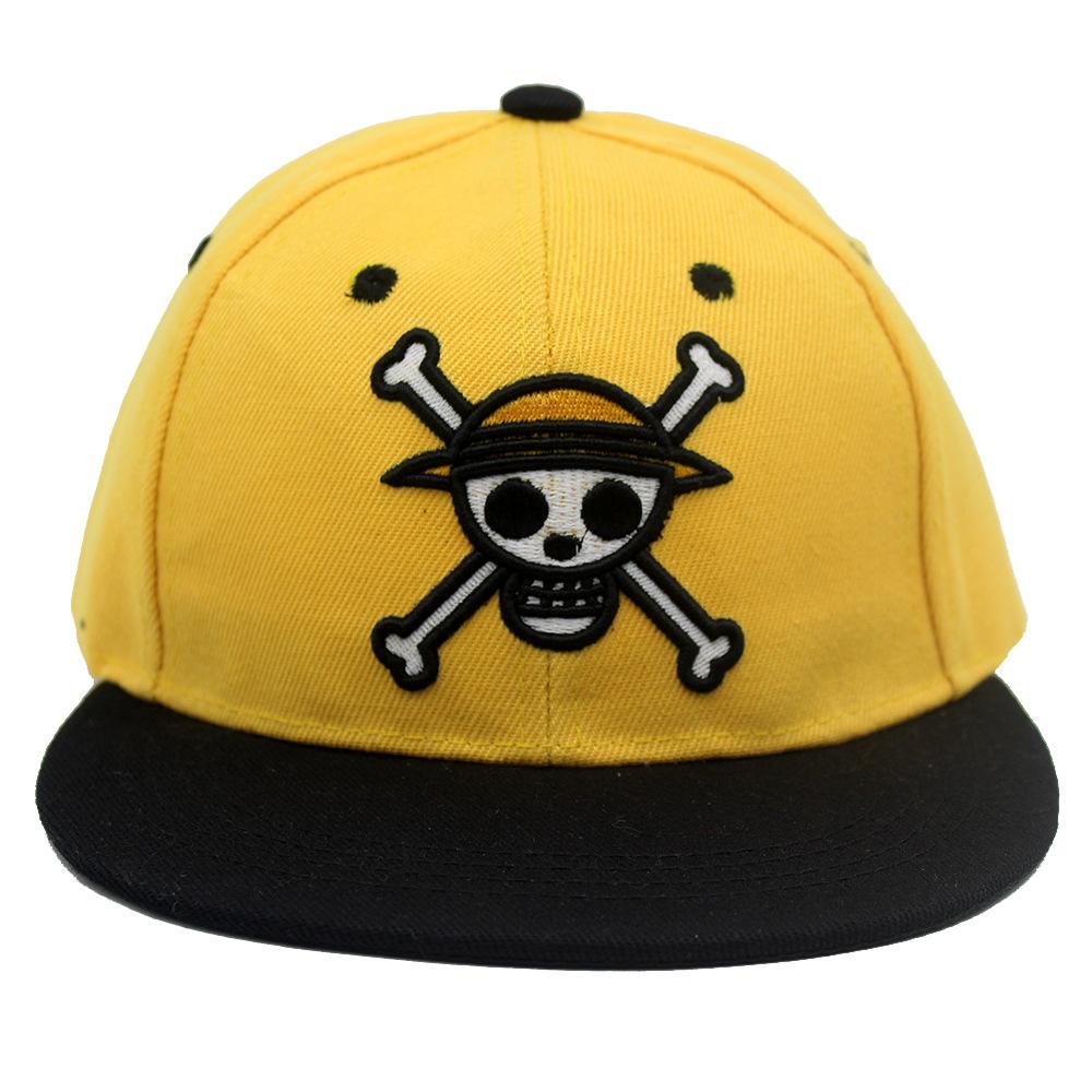 

One Piece Luffy Straw Hat Jolly Roger Snapback Hat, Adjustable Anime Flat Brim Baseball Cap adjustable 56-58cm