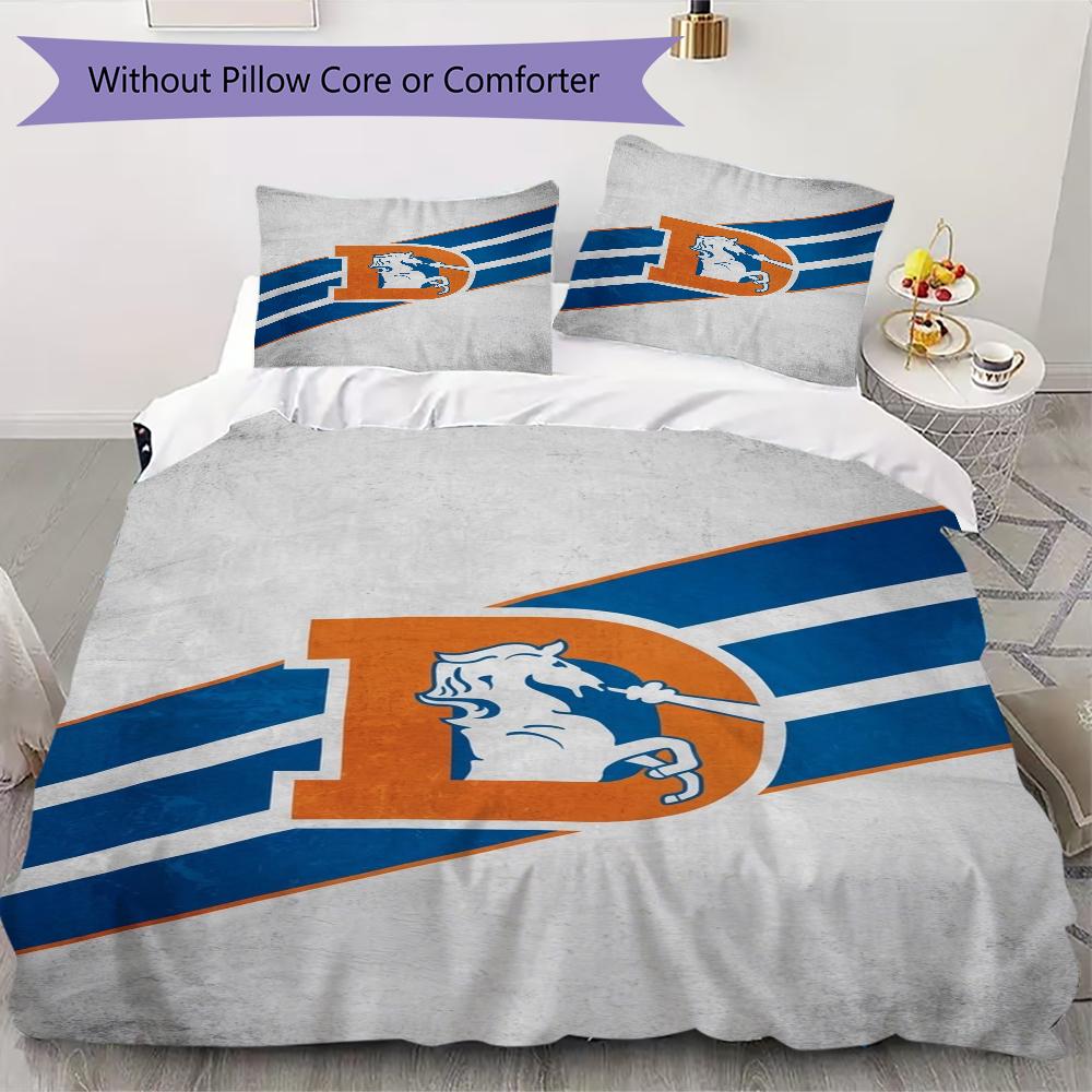 Denver Broncos Pattern Bedding Uilt Set Uilt Cover Pillowcase Home Decoration Birthday Gift (1*duvet Cover + 2*pillowcase Without Core)