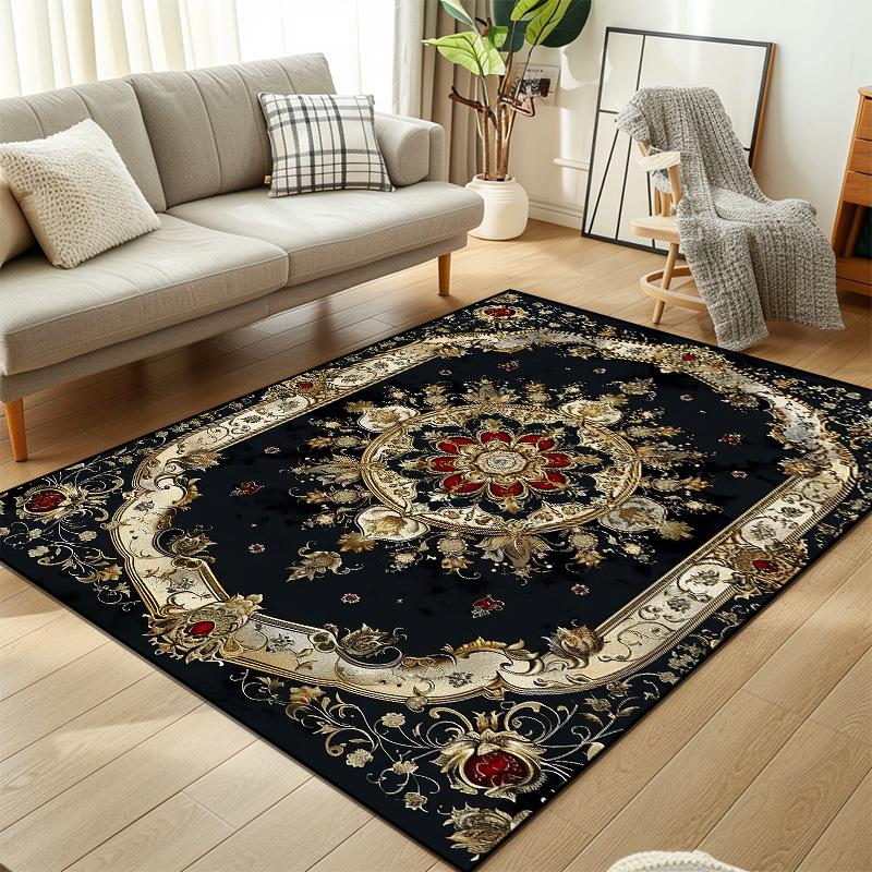Vintage Ethnic Carpet Decoration Bedroom Retro Anti Slip Floor Mats Large Area Living Room Rug Washable Cloakroom Lounge Rug