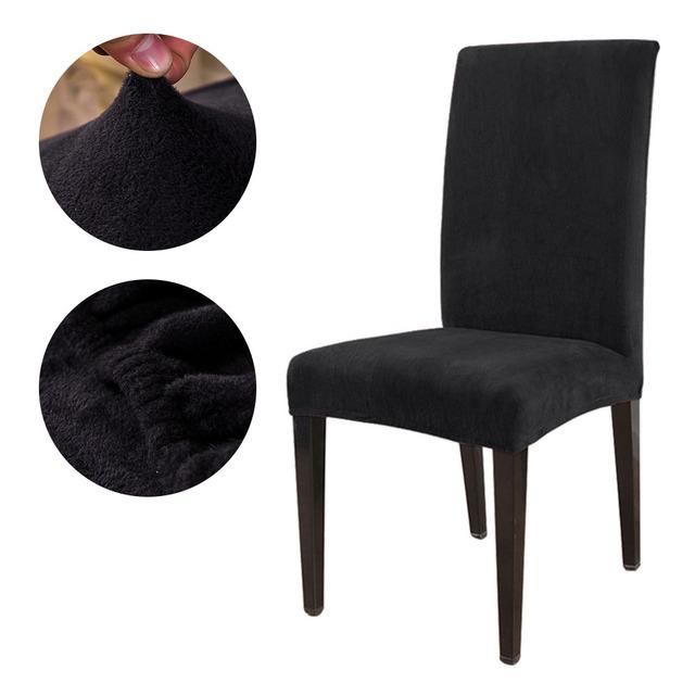 High Elastic Velvet Chair Protector Plush Stretch Chair Cover Antifouling Home Hotel Dining Wedding Seat Cover Home Decoration Chair Protector 1PC