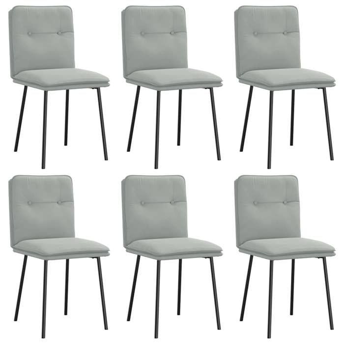VidaXL Dining Chairs Set of 6 Light Grey Velvet 3315679