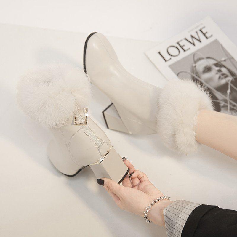 

Ботинки Martin, детские зимние ботинки, универсальные на осень и зиму, толстый каблук с мягкими высокими каблуками, белые короткие ботинки 40