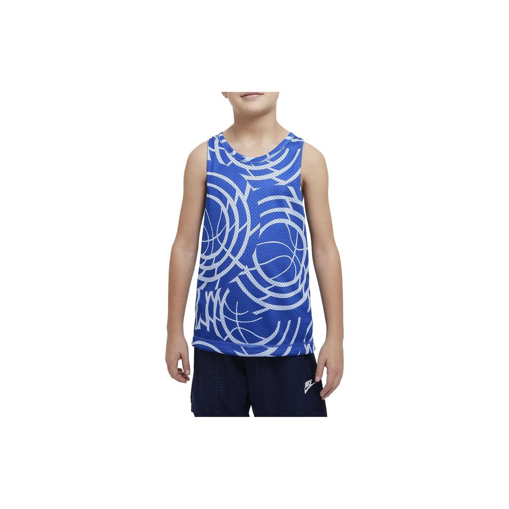 Nike Kids Basketball Jersey Culture Of Basketball Graphic Print Crew Neck Pullover Kids jersey Blue DX5515-410