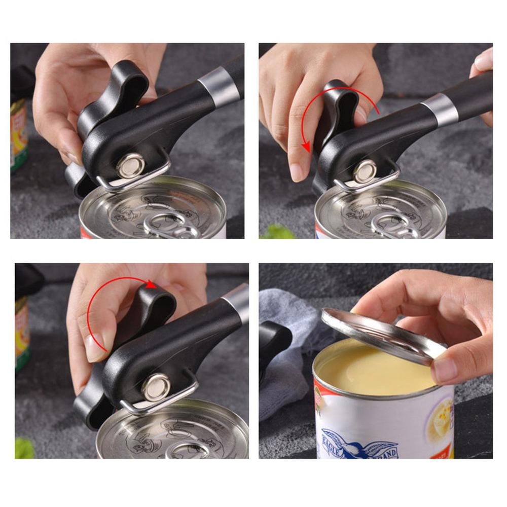 Safe Cut Can Opener, Smooth Edge Can Opener Handheld Easy Turn Knob Manual Can Opener, Ergonomic Smooth Edge, Food Grade Stainle