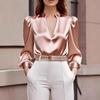Spring/Autumn 2025 Slim Fit Satin Long Sleeve Top for Women