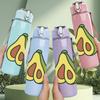 1PC Cute Avocado Cartoon 750ml Color Plastic Sports Water Bottle Leakproof Flip Straw Lid Suitable for Sports Office Home Use