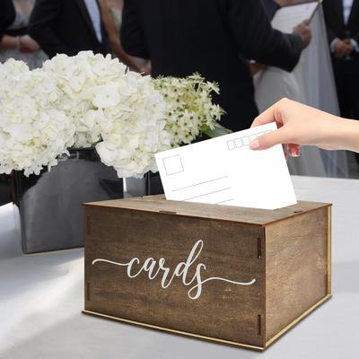 Retro Wooden Greeting Card Storage Box Envelope Box for Wedding Birthday Baby Show Party 11inch Wedding Card Box