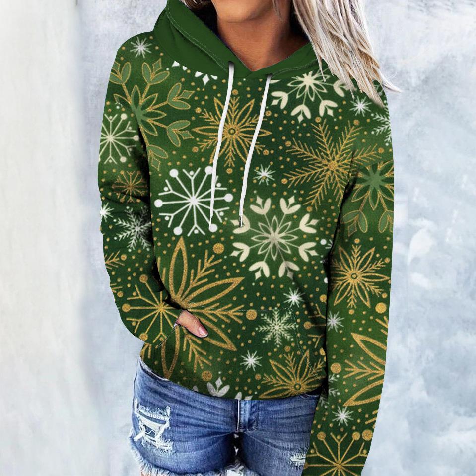 Vánoční mikina s kapucí pro muže a ženy, módní nadrozměrné mikiny, unisex mikina se sněhovou vločkou, kabát, dámské mikiny, vánoční oblečení