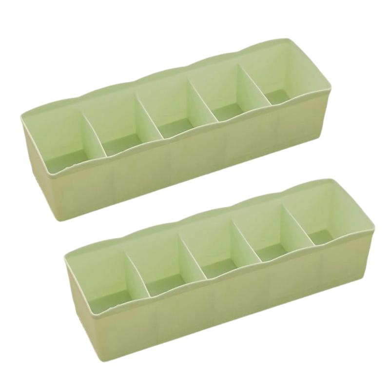 1/2pcs 5 Grid Underwear & Sock Organizer Box, Stackable Drawer Divider, Clear Plastic Storage for Closet, Saves Space