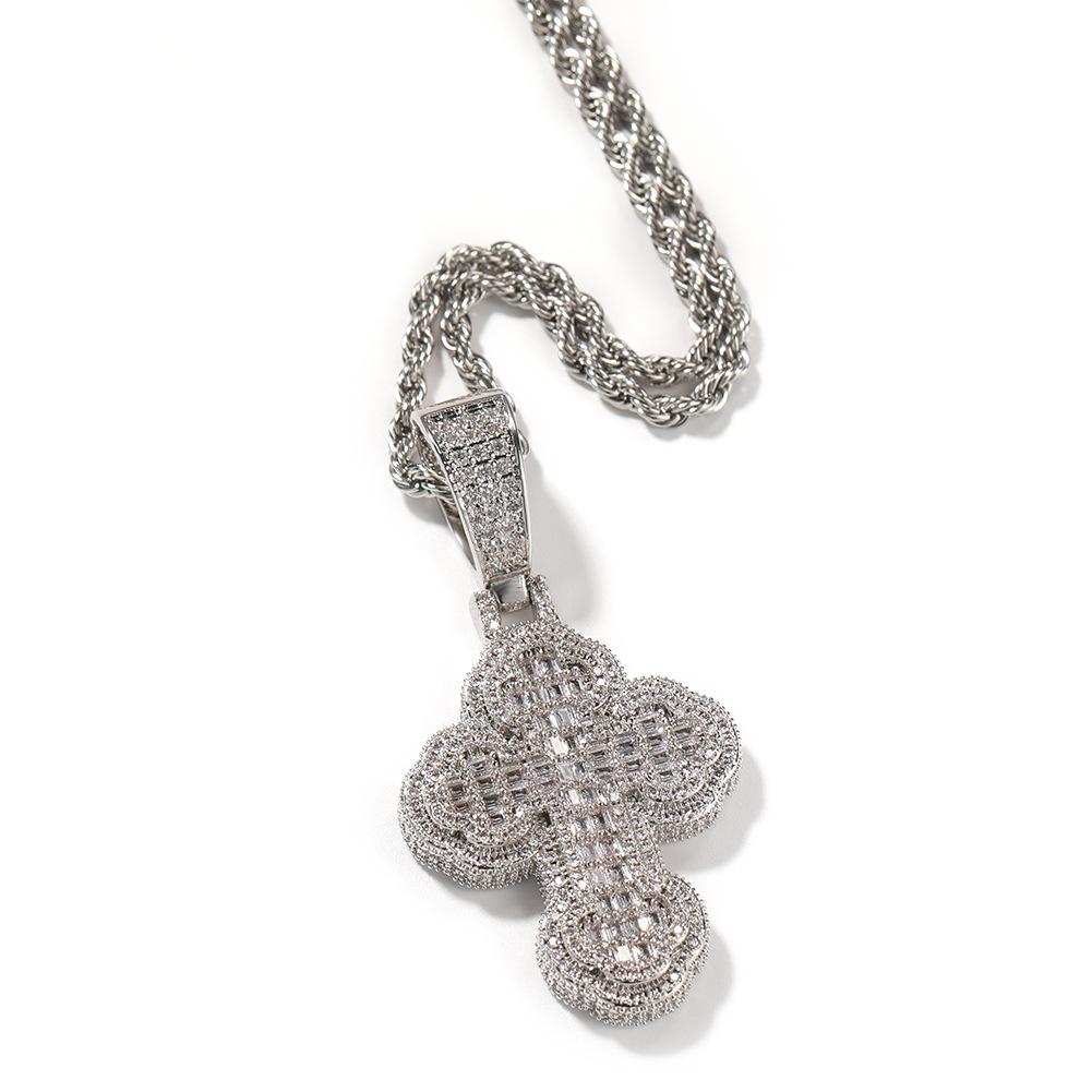 

Hip-hop ancient cute cloud cross pendant necklace copper inlaid zircon trendy design sense men s and women s fashion