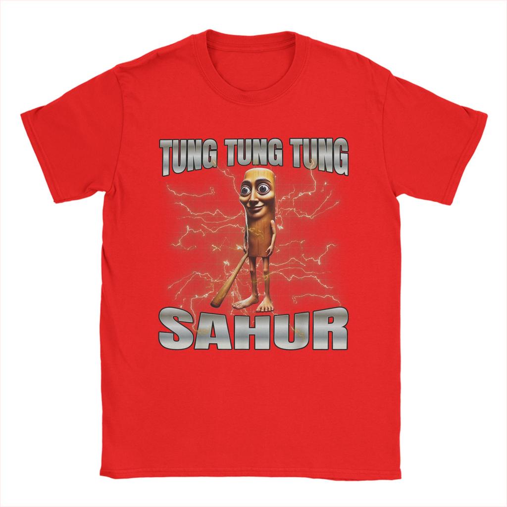 Vintage Tung Tung Tung Sahur Italian Brainrot Meme T-Shirts Men Round Collar Pure Cotton T Shirts Short Sleeve Tees Clothing