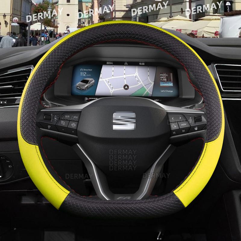for Seat ibiza 6L 6J 6P 6F KJ1 FR Car Steering Wheel Cover PU Leather Non-slip 9 Colors Auto Accessories Fast Shipping