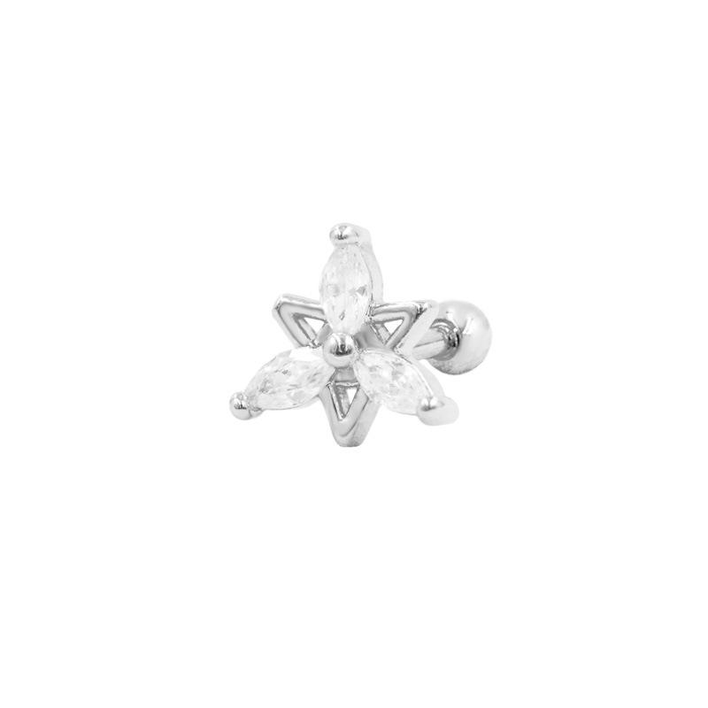 Gaibei 3D Flower & Heart Zircon Ear Studs - European/American Style