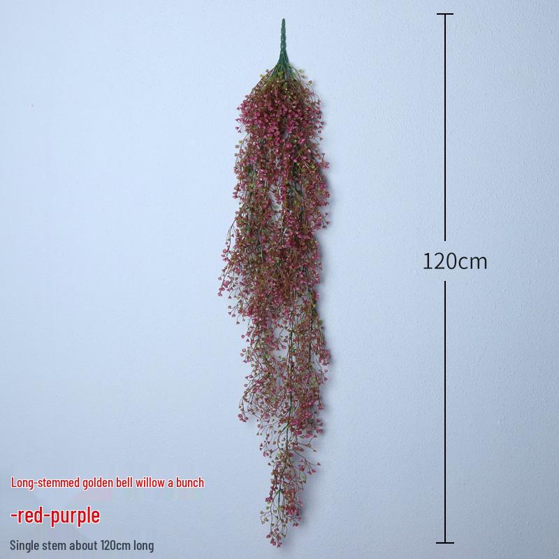 Golden Bell Willow Artificial Trailing Flower Vine for Indoor Wall Decoration