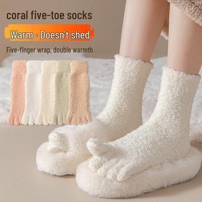 Damen Plüsch Korallenfleece Zehensocken für Schwangere für Herbst & Winter