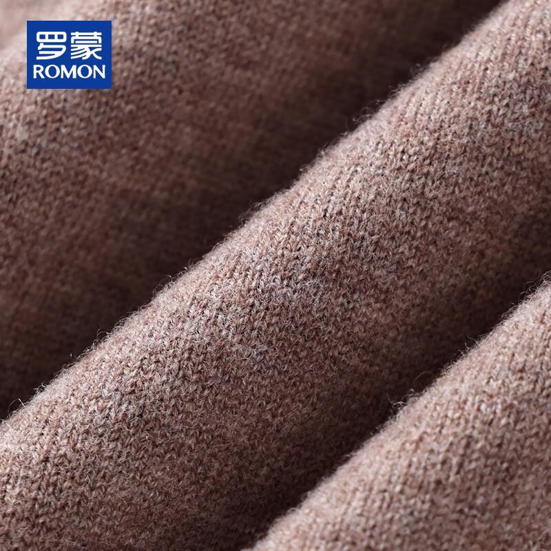 ROMON Men's 100% Pure Wool Solid Crew Neck Thick Sweater