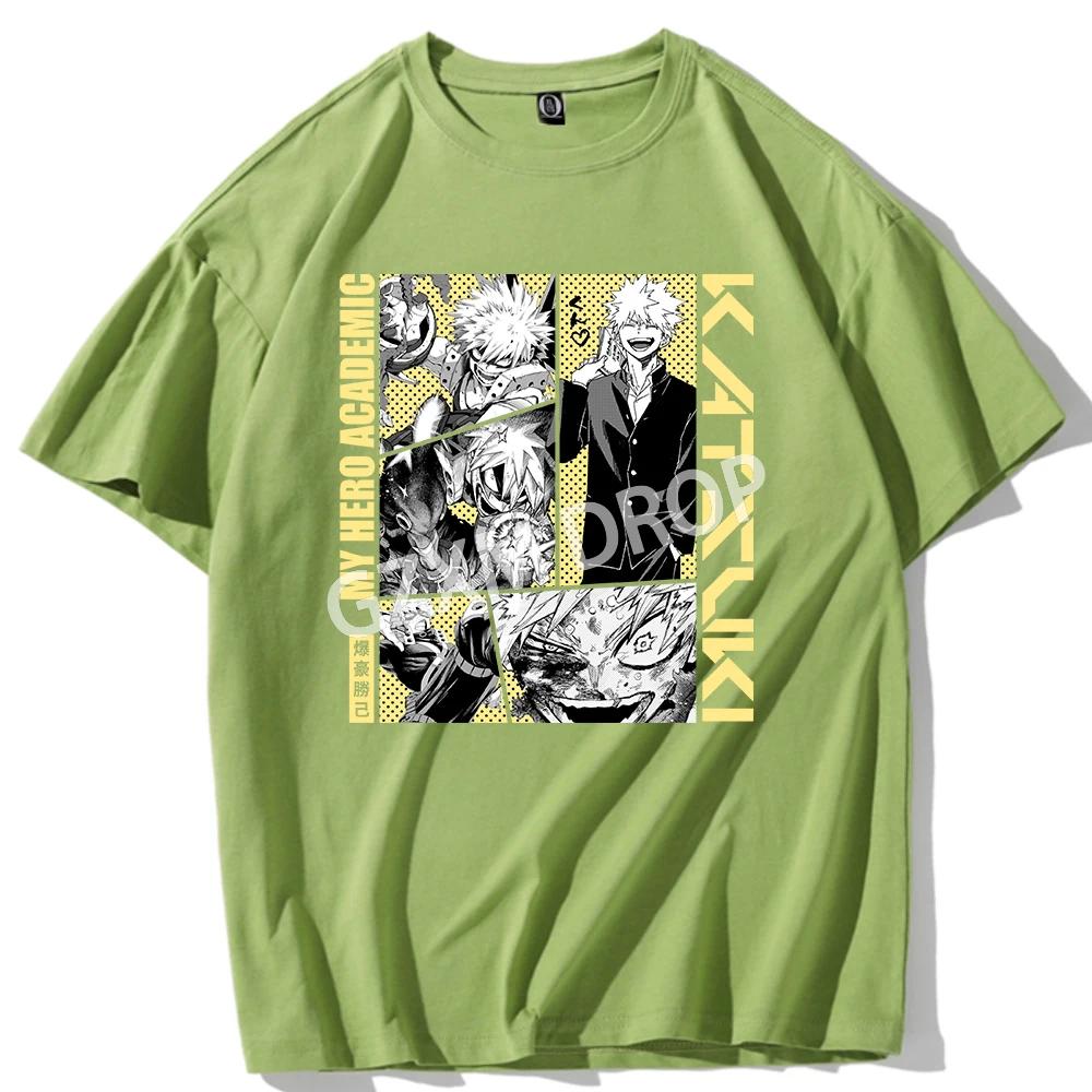 Katsuki Bakugo Anime My Hero Academic Comic T-shirt O-Neck Short Sleeve Shirts Fans Gift