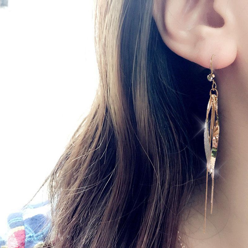 Super Fairy Sequin Earrings with Movable Hooks, New Trendy Face Slimming and Long Style, Elegant Tassel Earrings