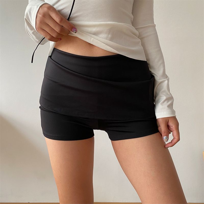 

LLD Minimalist Skirt Lining Safety Pants Elastic Fabric Looks Good Mid Waist Miniskirt Black S
