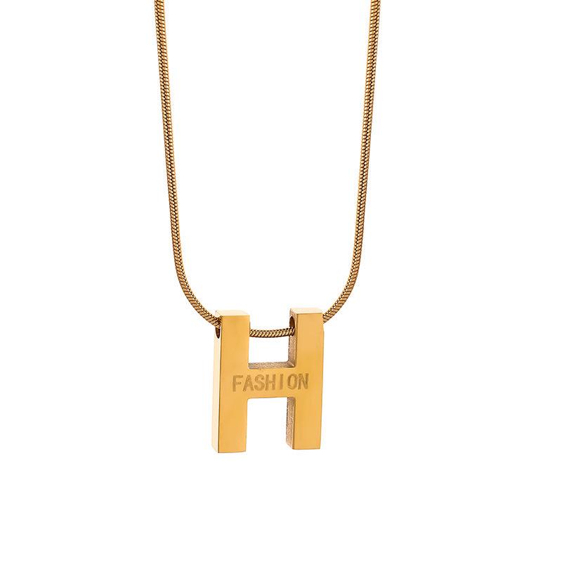2026 Trendy Letter H Titanium Steel Clavicle Necklace - Non-Fading, Simple Luxury for Women