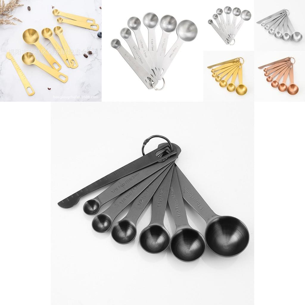 Modernes Messlöffel-Set aus Edelstahl zum Backen mit langem Griff und Kaffeemaß
