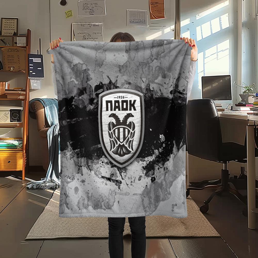 PAOK FC, vzorová flanelová deka, vysoká kvalita, pohodlná pro všechna roční období, domácí dekorace, teplo a pohodlí, ideální jako dárek.