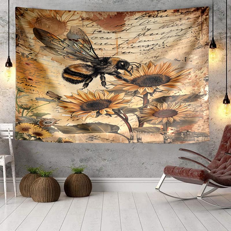 Bumblebee And Sunflower Tapestry Room Decoration Wall Hanging for Living Room Bedroom, Dormitory, Birthday and Christmas Gifts