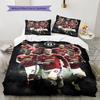 Retro MUFC Leinwand Bettwäsche Steppdecke Set Bettbezug Kissenbezug Heimdekoration Geburtstagsgeschenk (1 Bettbezug + 2 Kissenbezüge, ohne Füllung)
