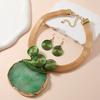 Gorgeous geometric crystal raw stone pendant choker necklace & earring set for women