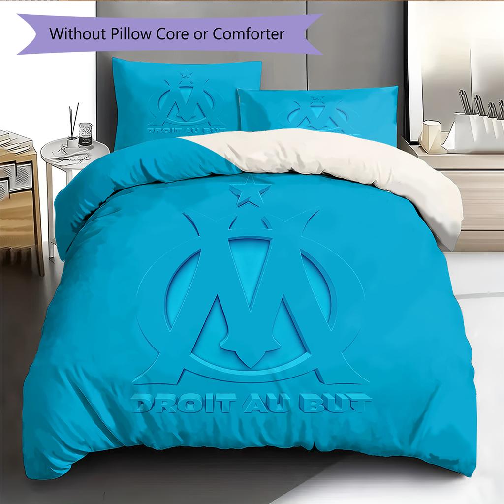 Olympique De Marseille Pattern Bedding Home Decoration Birthday & Festival Gift (1 * Duvet Cover + 2 * Pillowcase, Without Core)
