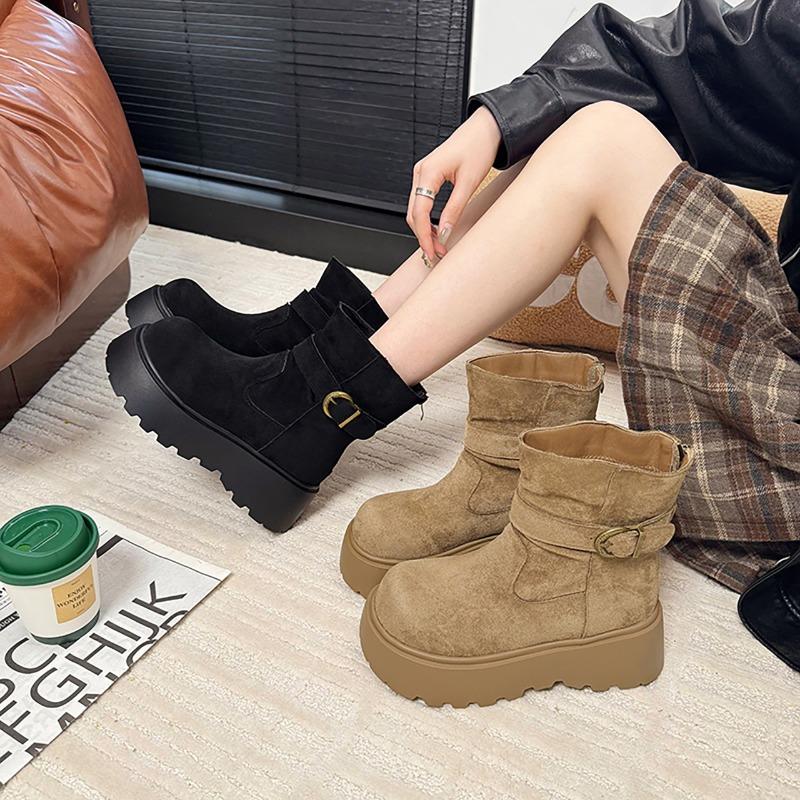 Thick-soled Suede Premium Small Short Boots Women's Autumn and Winter New Maillard Heightening Martin Boots