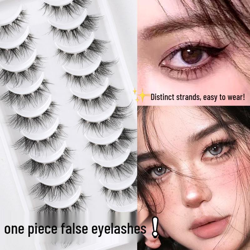 

10 Pairs: Natural Thick Smoky False Eyelashes with Transparent Thin Stems