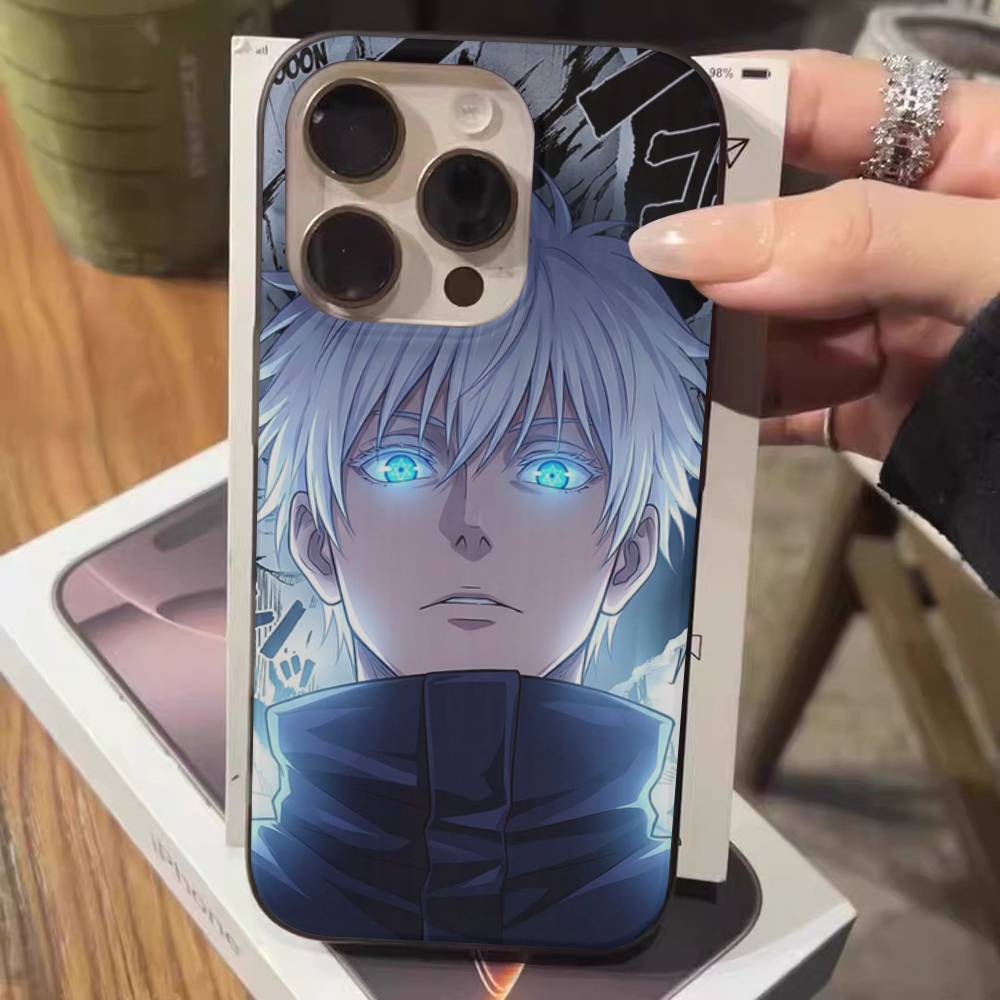 Übernatürliches Anime Jujutsu Kaisen Für Telefon 17 16 15 14 13 12 11 Pro Max Plus Pro Air Handyhülle Wellenförmige Streifen Rückseite