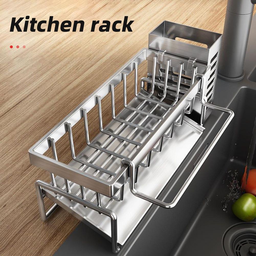 Stainless Steel Kitchen Storage Rack Kitchen Storage Rack with Chopstick Holder Sponge Holder Capacity Kitchen Supplies