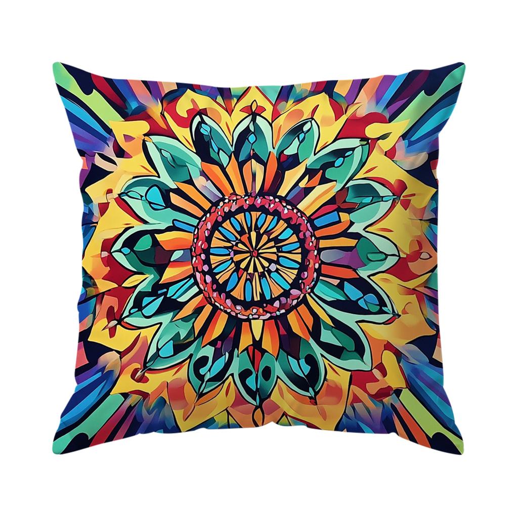 1,4 Pcs Bohemian Mandala Single-Sided Printed Pillowcase Cushion Cover,Suitable For Living Room,Bedroom,Car Decoration