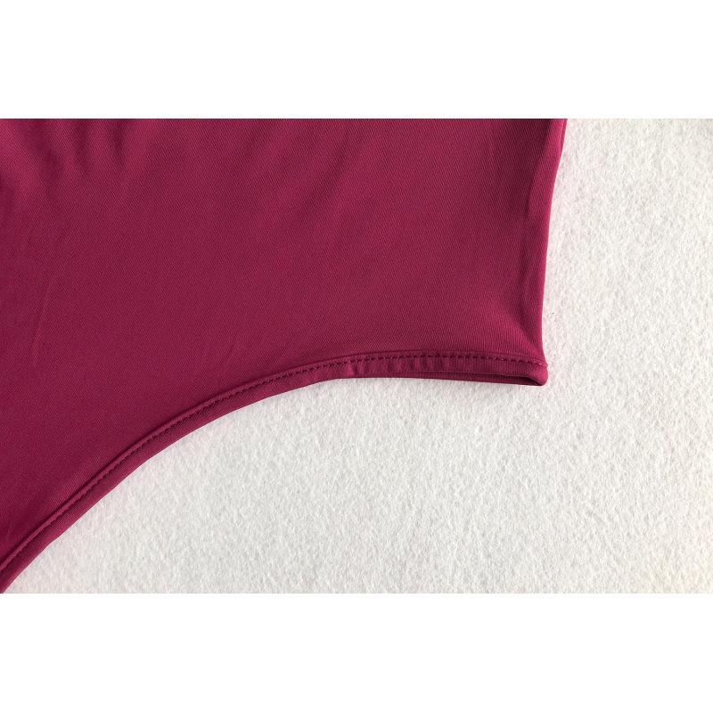 Einteiliger, einfarbiger, langärmeliger, sexy Anti-Exposure-Overall für Damen in Übergröße