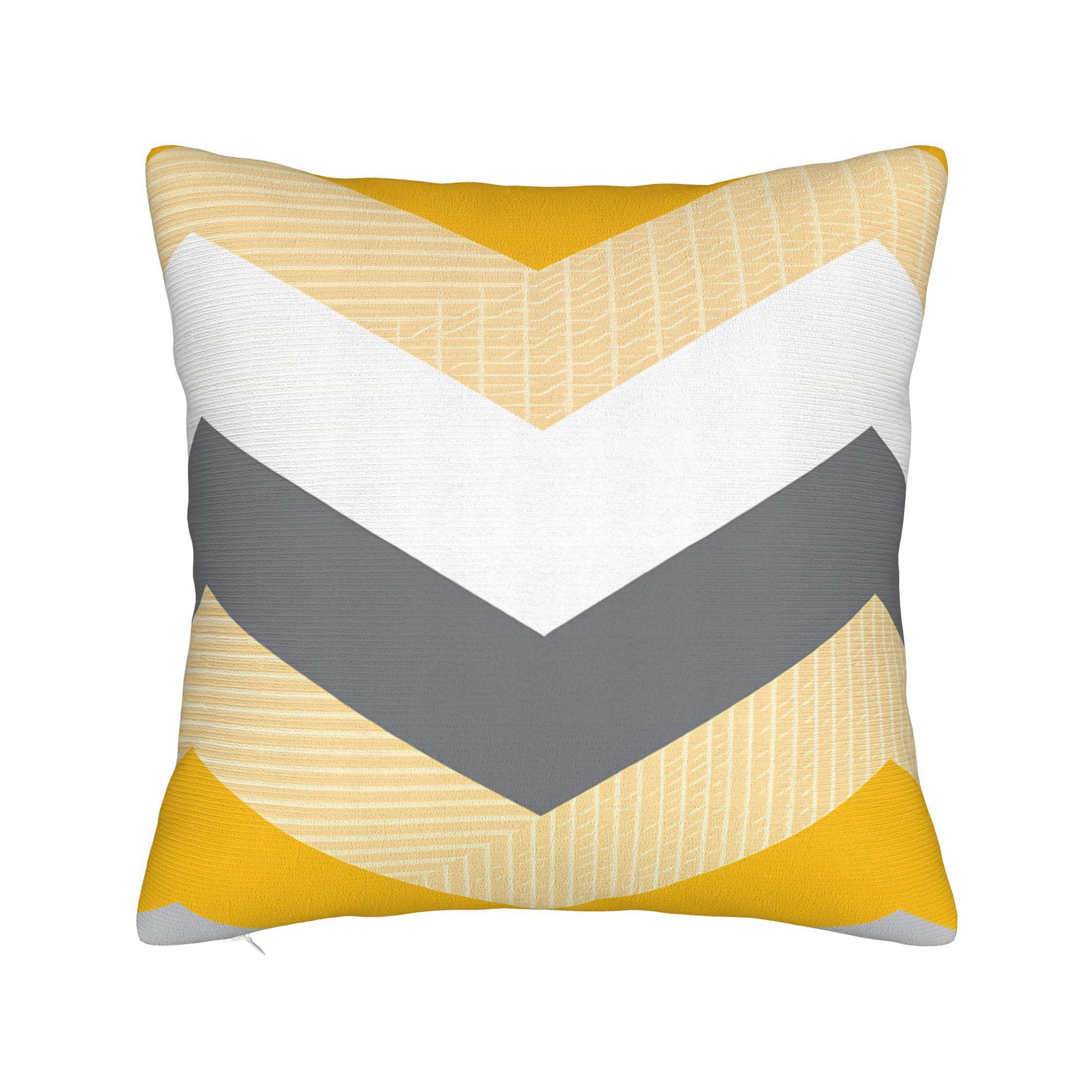 Yellow Grey Geometric Pillow Cover  Comfy Cushion Cover Kawaii Pillow Case For Couch Sofa Bedroom 30cmx30cm