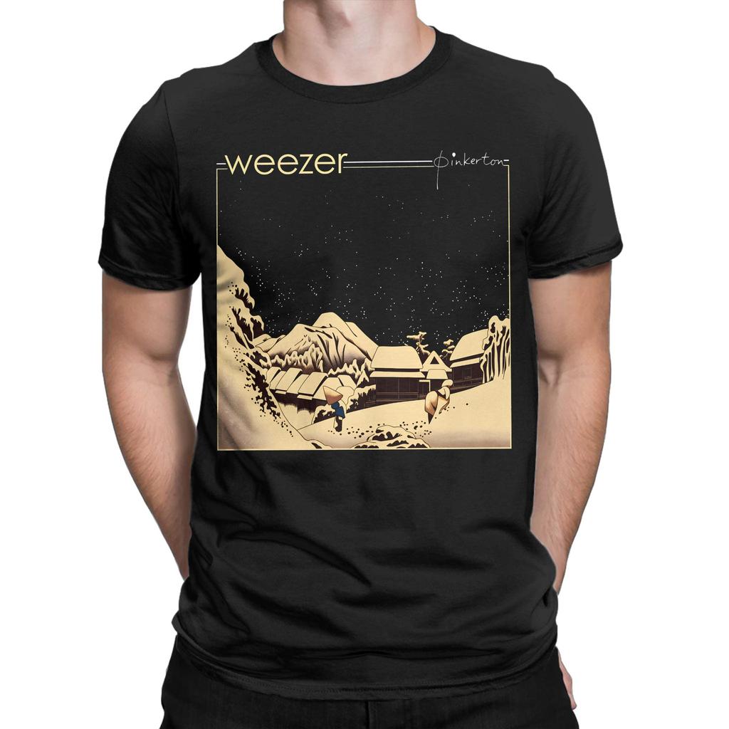Weezer Band T Shirt Beach  Cotton T Shirts For Men Trending Custom Logo Tee Shirt Short Sleeves Y2K Funny Tees